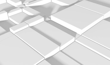 Beyaz küp yapısı. Soyut fütüristik geçmiş. 3d hazırlayıcı