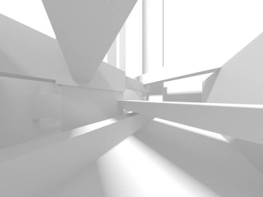 Beyaz Modern Arkaplan. Soyut Bina Konsepti. 3d Hazırlama