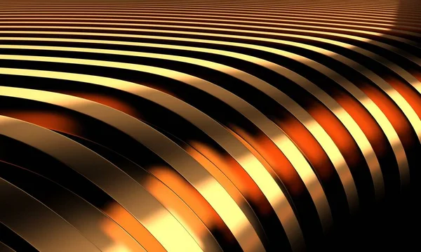 Gold Stripes Wavy Bright Background Abstract Luxurious Wallpaper Rendering — Stock Photo, Image