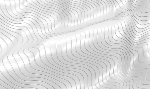 White Stripe Waves Pattern Futuristic Background Rendering — Stock Fotó