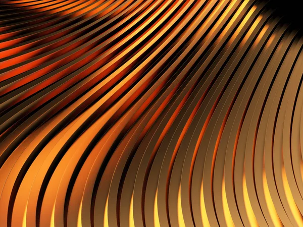 Gold Stripes Wavy Bright Background Abstract Luxurious Wallpaper Rendering — стоковое фото
