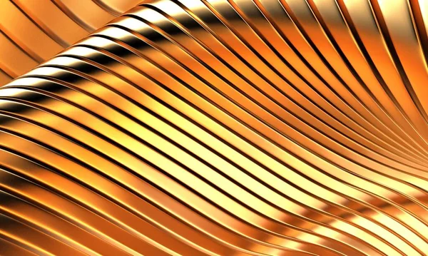 Golden Abstract Wavy Liquid Background Render Illustration — Stock Photo, Image
