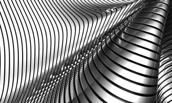 Metallic Abstract Steel Stripe Pattern Background Rendering — Photo
