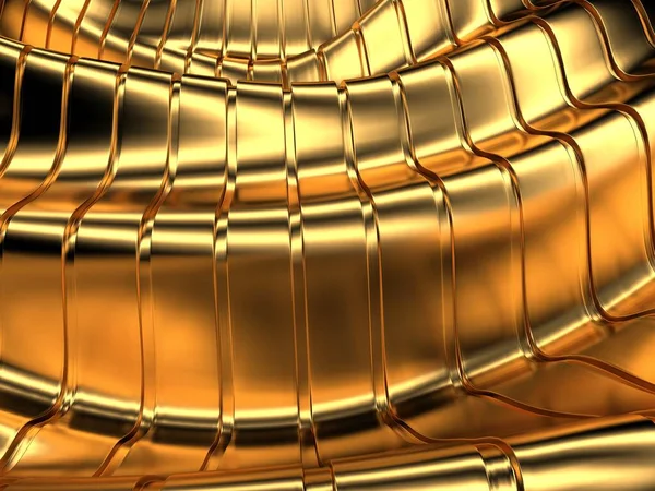 Gold Metal Background Waves Lines Rendering — Zdjęcie stockowe