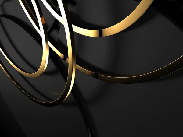 光沢のある金のリングの形 豪華な背景 3Dレンダリング — ストック写真
