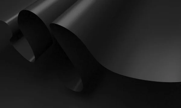 黒い波状の折りたたみ紙で抽象的な背景 3Dレンダリング — ストック写真