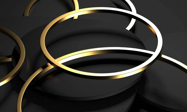 Luxury Elegant Background Shiny Gold Circle Elements Rendering — 图库照片