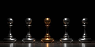 Chess pawn outstanding. Leadership concept. Competitive andvantage. 3d rendering
