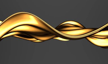 Altın soyut dalgalı sıvı arka plan. 3d resimleme