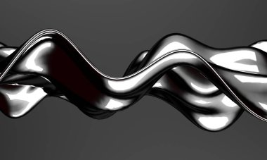 Metalik, soyut, dalgalı sıvı arka plan. 3d resimleme