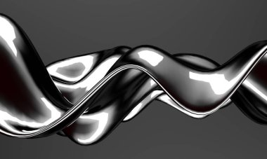 Metalik, soyut, dalgalı sıvı arka plan. 3d resimleme