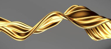 Altın soyut dalgalı sıvı arka plan. 3d resimleme