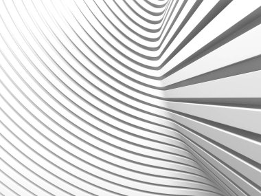 White stripe waves pattern futuristic background. 3d rendering