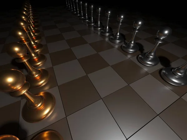 Chess Pawns Abstract Concept Background Rendering — Foto de Stock