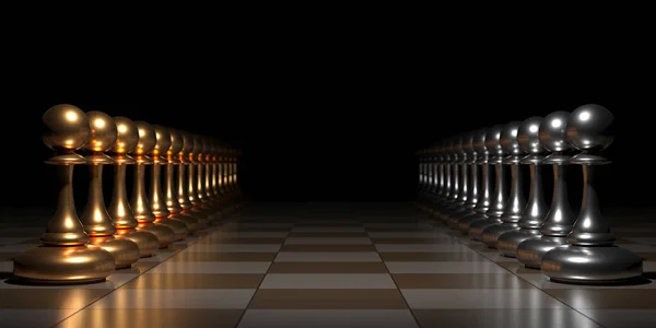 Chess Pawns Abstract Concept Background Rendering — Stock Photo, Image