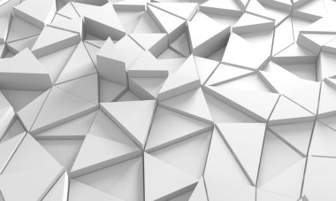 Beyaz Geometrik Poligon Soyut Arkaplan. 3d Hazırlama