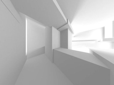 Beyaz Modern Arkaplan. Soyut Bina Konsepti. 3d Hazırlama