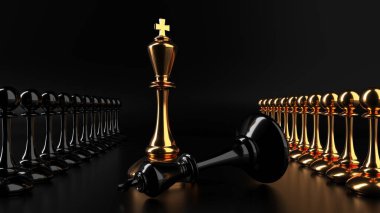 Chess king business concept, leader and success. 3d rendering