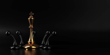 Chess king business concept, leader and success. 3d rendering