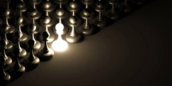 Chess Pawn Outstanding Leadership Concept Competitive Andvantage Rendering — Stock fotografie