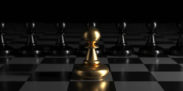 Chess Pawn Outstanding Leadership Concept Competitive Andvantage Rendering — Stockfoto