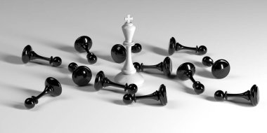 Chess king winning business concept of leadership. Strategy game. 3d rendering