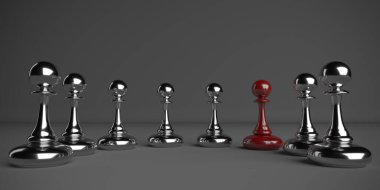 Winning chess pawn concept. Beat Competitors. Think different concept. 3d rendering