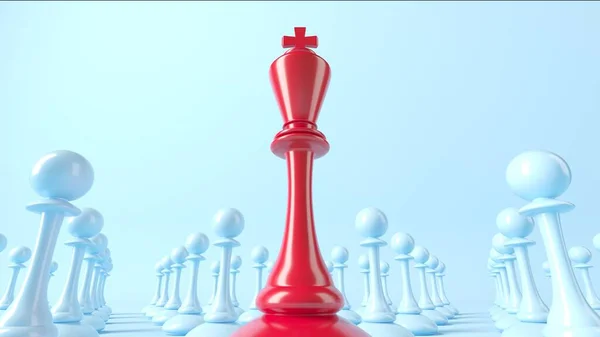 Chess King Winning Business Concept Leadership Strategy Game Rendering — Zdjęcie stockowe