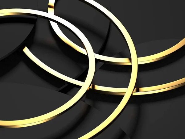 Luxury Elegant Background Shiny Gold Circle Elements Rendering — Stock Photo, Image