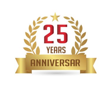 altın 25 yıl yıldönümü. defne çelengi ile sayı 25