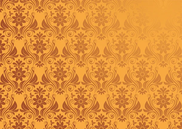 Vector Vintage fondo floral en oro. Fondo de pantalla sin costuras — Vector de stock