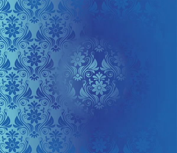 Fondo retro patrón azul floral — Vector de stock