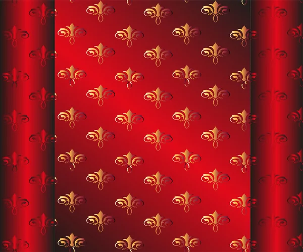 Papel de parede vermelho escuro sem costura. Floral amarelo — Vetor de Stock