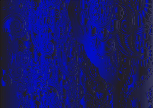 濃いブルーの花柄のパターン ベクトル — ストックベクタ