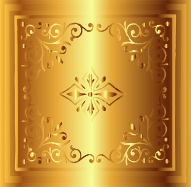 elle çizilmiş kroki altın arka plan. Retro geometrik ve floral süsleme