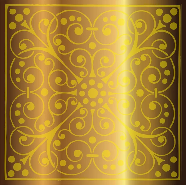 Vintage de lujo floral oro metal fondo — Vector de stock