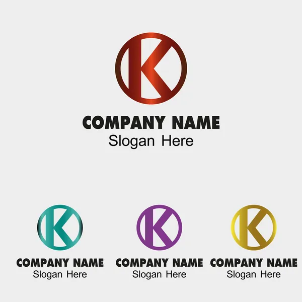 手紙 k ロゴ デザイン テンプレート サークル アイコン — ストックベクタ