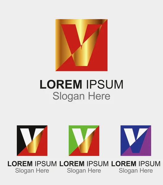 Letra V icono de la muestra de diseño logo — Archivo Imágenes Vectoriales