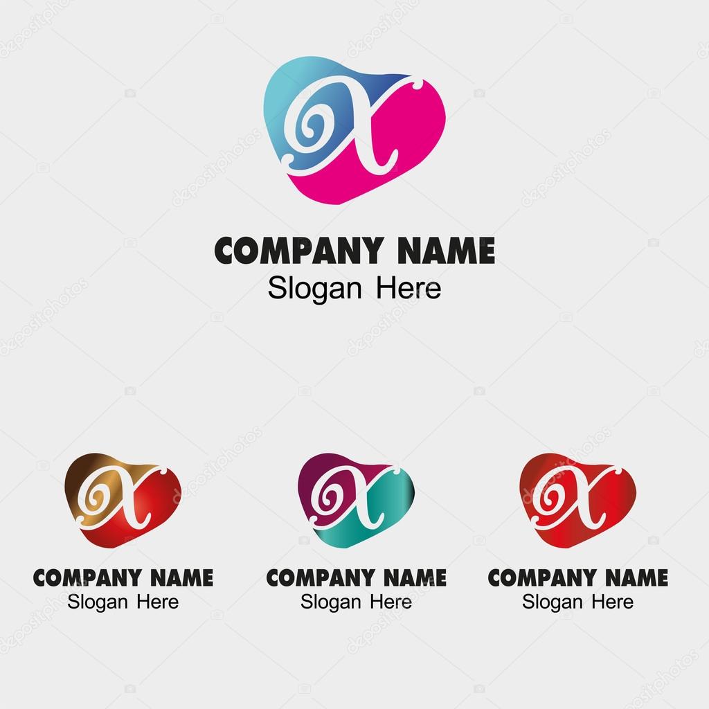 Letter X logo with heart icon