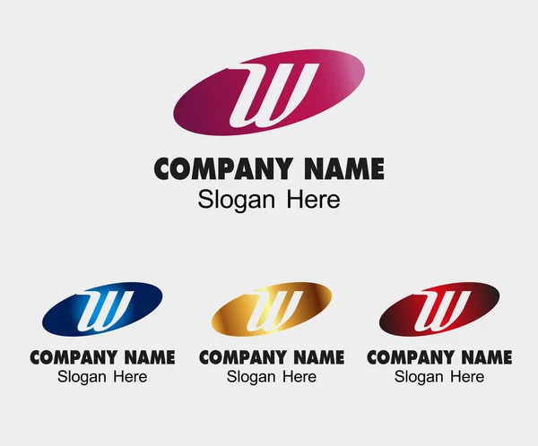 Design astratto del logo della lettera W con icona elip — Vettoriale Stock
