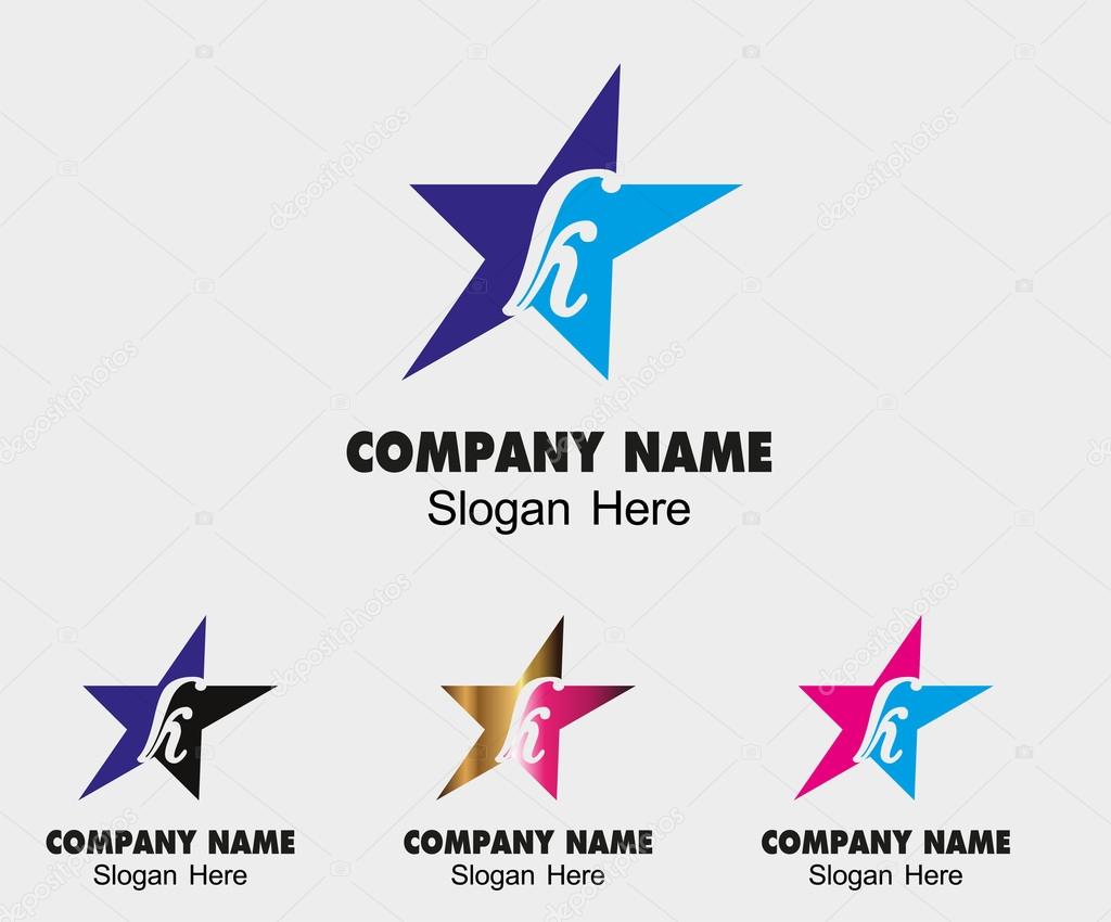 Abstract K letter logo design with star icon