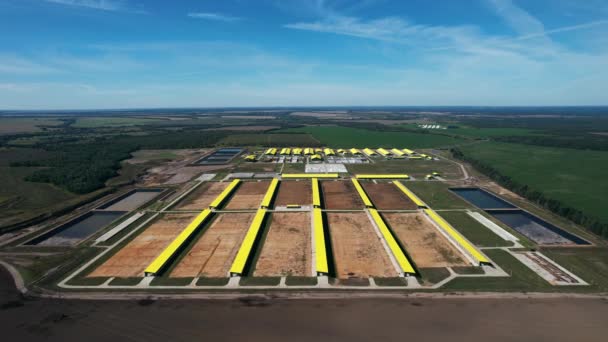 Flying over an empty livestock farm — Stock Video