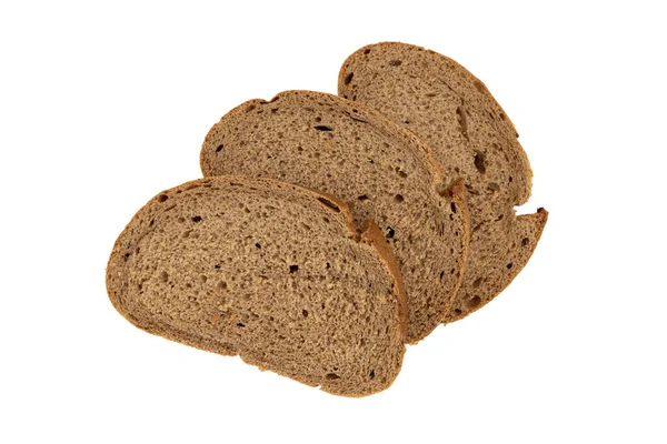 Drei Scheiben Roggenbrot Auf Weißem Hintergrund Draufsicht Frische Köstliche Hausgemachte — Stockfoto