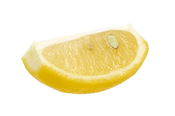 Yellow Lemon Slice Cut Middle Quarter Isolated White Background Clipping — Stock Photo, Image