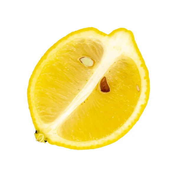 Meia Lemona Vertical Isolado Fundo Branco Vista Superior — Fotografia de Stock