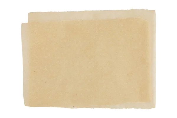Folha Papel Manteiga Marrom Isolado Fundo Branco Vista Superior Pergaminho — Fotografia de Stock