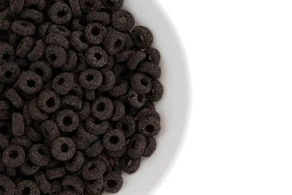 Heap Black Cereal Rings Isolated White Background Delicious Useful Rings — Fotografia de Stock