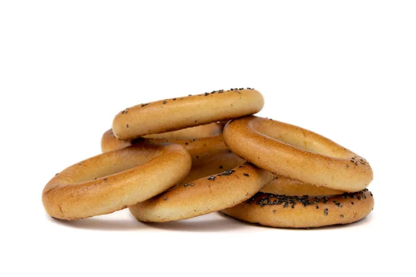 Grupo Rosquillas Con Semillas Amapola Aisladas Sobre Fondo Blanco Vista — Foto de Stock