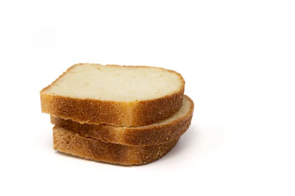 白色背景的新鲜面包片 美味的谷物面包 侧面视图 — 图库照片