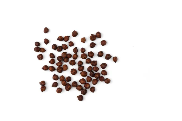 Pile Brown Chickpeas Isolated White Background Heap Black Bean Top — Photo